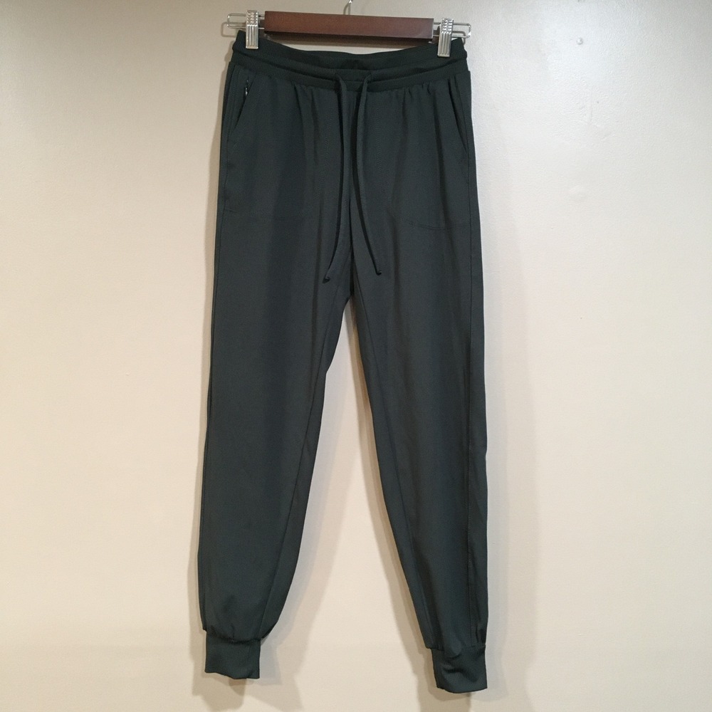 Rachel Zoe Jogger Pants Womens XS Green Pull On Zip Pocket Lounge Gym Workout